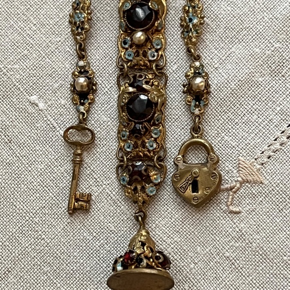 Stunning Vintage Czech Garnet & Pearl Brooch - Picture 4 of 8